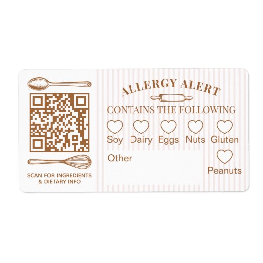 Chic Bakery Logo Allergy Alert Baked Goods QR Code ラベル (正面)