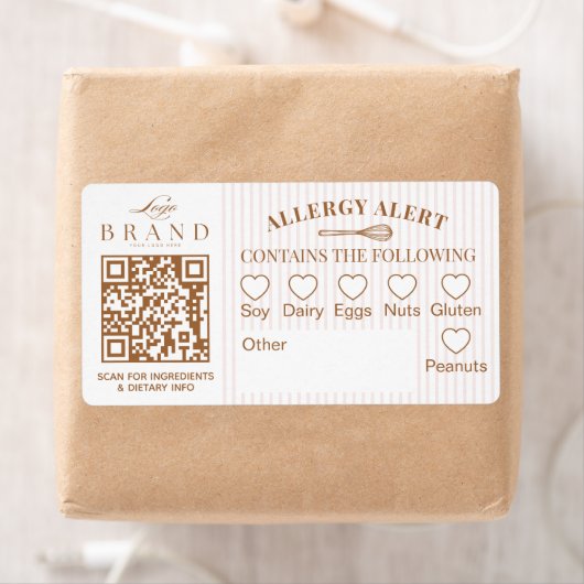 Chic Bakery Logo Allergy Alert Baked Goods QR Code ラベル (インサイチュ)