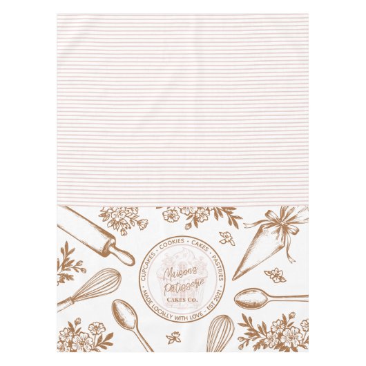 Chic Baking Utensils Bakery Logo Market Booth Sign テーブルクロス (正面)