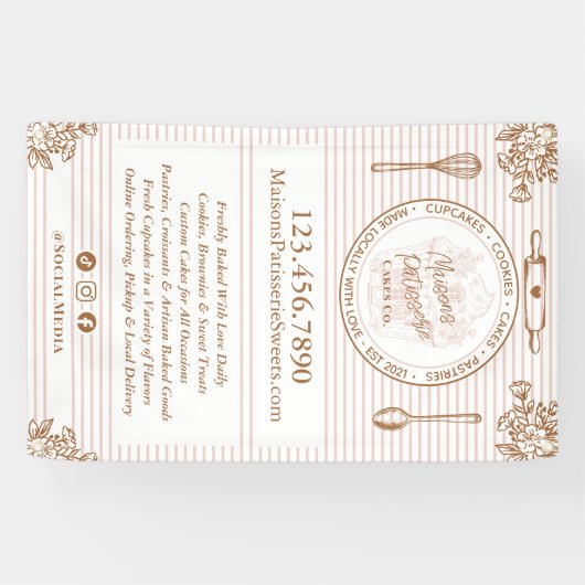 Chic Baking Utensils Cupcake Bakery Farmers Market 横断幕 (横)