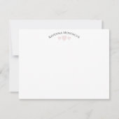 Chic Ballet Pink Cracked Hearts Striped Note Card ノートカード (正面)