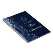 Chic Bat Mitzvah Navy Blue Gold Personalized ノートブック (右側)
