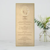 Chic Beige Cream Watercolor, Monogram Wedding Menu 招待状 (スタンド正面)