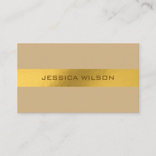 Chic beige pastel earthy gold frame business card 名刺 (正面)