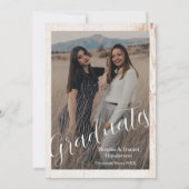 Chic Beige photo double graduation Announcement 招待状 (裏面)