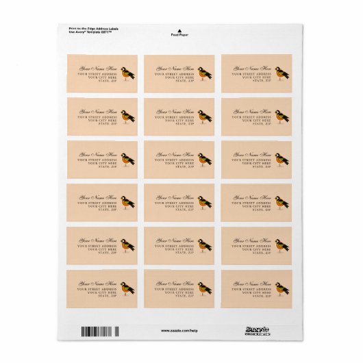 Chic Bird Mark Address Labels for Envelopes ラベル (フルシート)