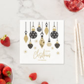 Chic Black and Gold Christmas Ornaments スタンダードカクテルナプキン (インサイチュ)