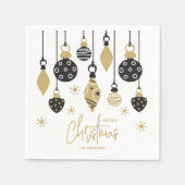 Chic Black and Gold Christmas Ornaments スタンダードカクテルナプキン (正面)