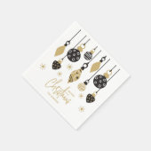 Chic Black and Gold Christmas Ornaments スタンダードカクテルナプキン (角)
