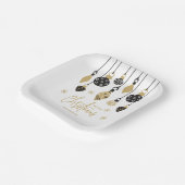 Chic Black and Gold Christmas Ornaments ペーパープレート (傾斜あり)