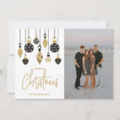 Chic Black and Gold Christmas Tree Ornaments シーズンカード (正面)