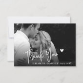 Chic Black and White 2 Photo Script Wedding  サンキューカード (正面)