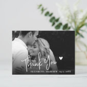 Chic Black and White 2 Photo Script Wedding  サンキューカード (スタンド正面)