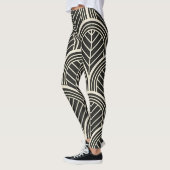 Chic Black and White Geometric Seamless Pattern レギンス (左)
