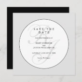 Chic Black and White Monogram Save the Date (正面/裏面)