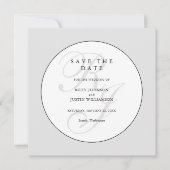 Chic Black and White Monogram Save the Date (正面)