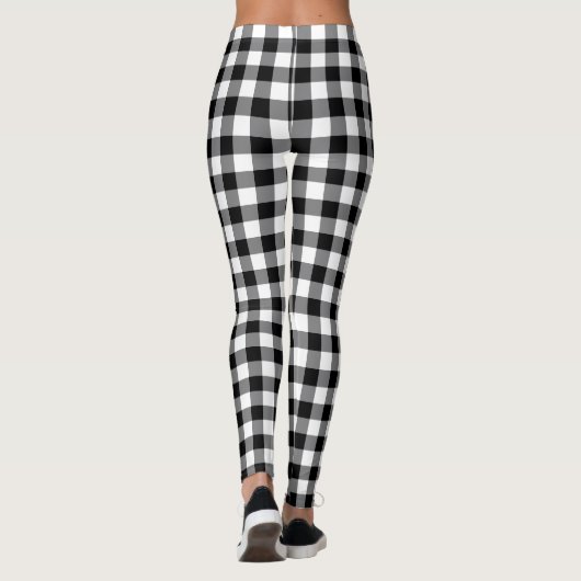 Chic Black And White Plaid Gingham Checkered レギンス (裏面)