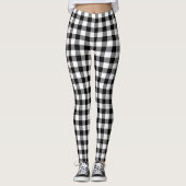 Chic Black And White Plaid Gingham Checkered レギンス (正面)