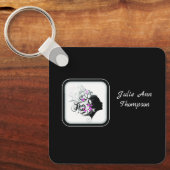 Chic Black and White Silhouette Hair Stylist  キーホルダー (正面)