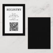 Chic Black and White Wedding Registry QR Code エンクロージャーカード (正面/裏面)