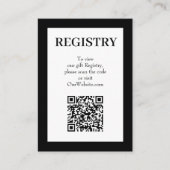 Chic Black and White Wedding Registry QR Code エンクロージャーカード (正面)