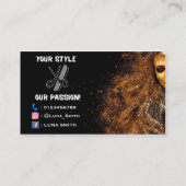 Chic Black background Hairstylist Business Card 名刺 (裏面)