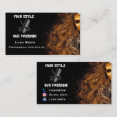 Chic Black background Hairstylist Business Card 名刺 (正面/裏面)