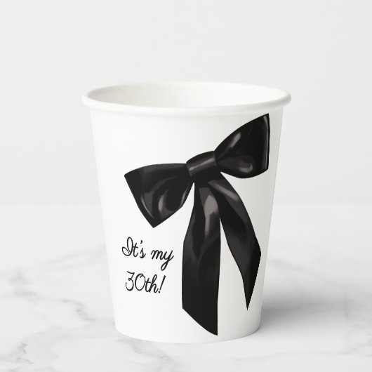 Chic Black Bow 30th Birthday Paper Cups 紙コップ (裏面)