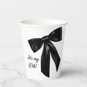 Chic Black Bow 30th Birthday Paper Cups 紙コップ (正面)