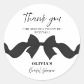 Chic Black Bow Bridal Shower Thank You Favor ラウンドシール (正面)