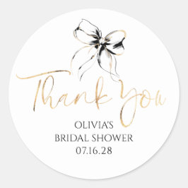 Chic Black Bow Favors Bridal Shower Thank You  ラウンドシール