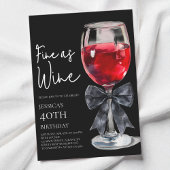 Chic Black Bow Fine as Wine 40th Birthday Party 招待状