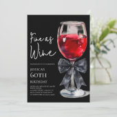 Chic Black Bow Fine as Wine 60th Birthday Party 招待状 (スタンド正面)