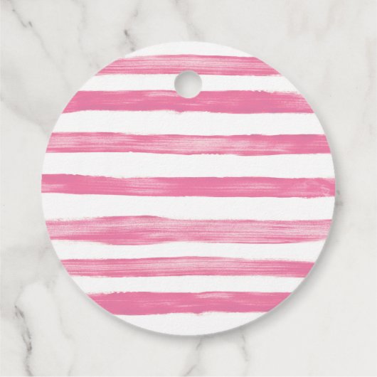 Chic Black Bow Pink White Stripe フェイバータグ (裏面)