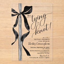 Chic Black Bow She's Tying The Knot Bridal Shower アクリル招待状