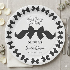  Chic Black Bow She's Tying the Knot Bridal Shower ペーパープレート