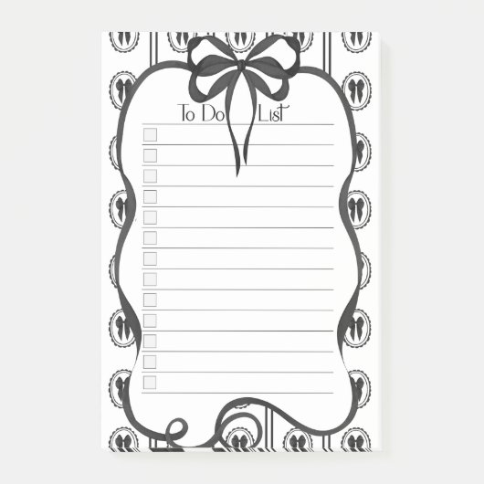 Chic Black Bow To-Do List Large Notepad ポストイット (正面)