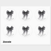 Chic Black Bow Watercolor Bridal Shower Thank You ラウンドシール (シート)