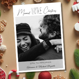 Chic Black Calligraphy Married Little Christmas シーズンカード
