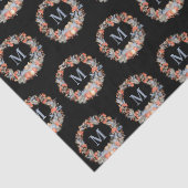 Chic Black Elegant Monogram Wreath Christmas 薄葉紙 (詳細)