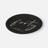 Chic Black Gold 40th Birthday Party ペーパープレート (アングル)