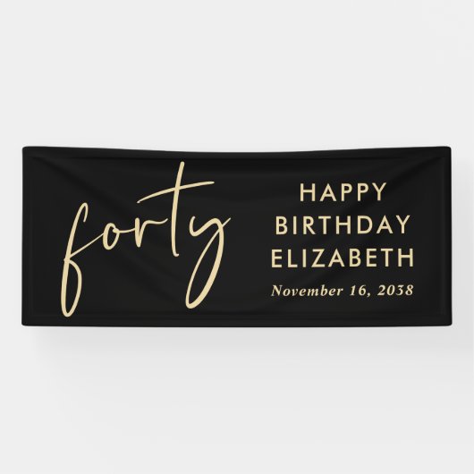 Chic Black Gold 40th Birthday Party 横断幕 (横)