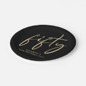 Chic Black Gold 50th Birthday Party ペーパープレート (アングル)