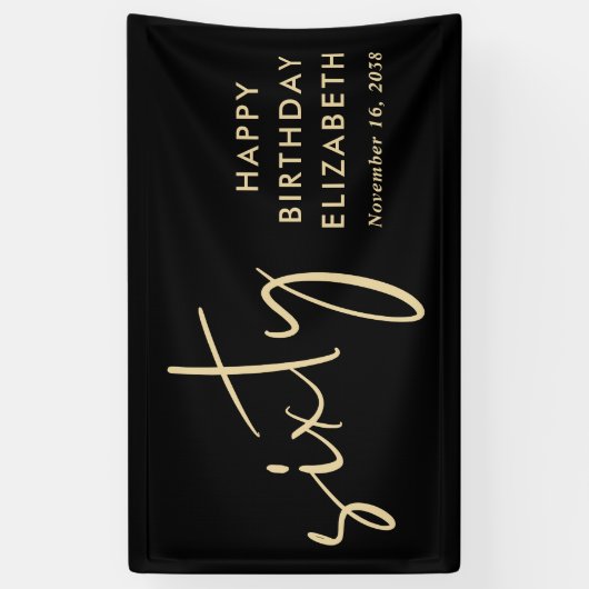 Chic Black Gold 60th Birthday Party 横断幕 (縦)