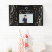 Chic Black Gold Bar Mitzvah Party Photo 横断幕 (インサイチュ)