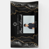 Chic Black Gold Bar Mitzvah Party Photo 横断幕 (縦)