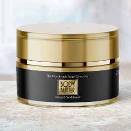 Chic Black & Gold Body Butter Jar Label  ラップアラウンドラベル