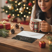 Chic Black & Gold Christmas Greeting Card | Elegan セーブザデート