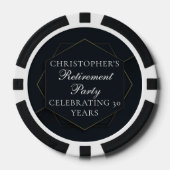 Chic Black Gold Custom Retirement Party ポーカーチップ (正面)