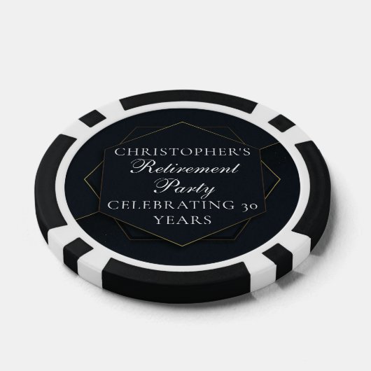 Chic Black Gold Custom Retirement Party ポーカーチップ (シングル)